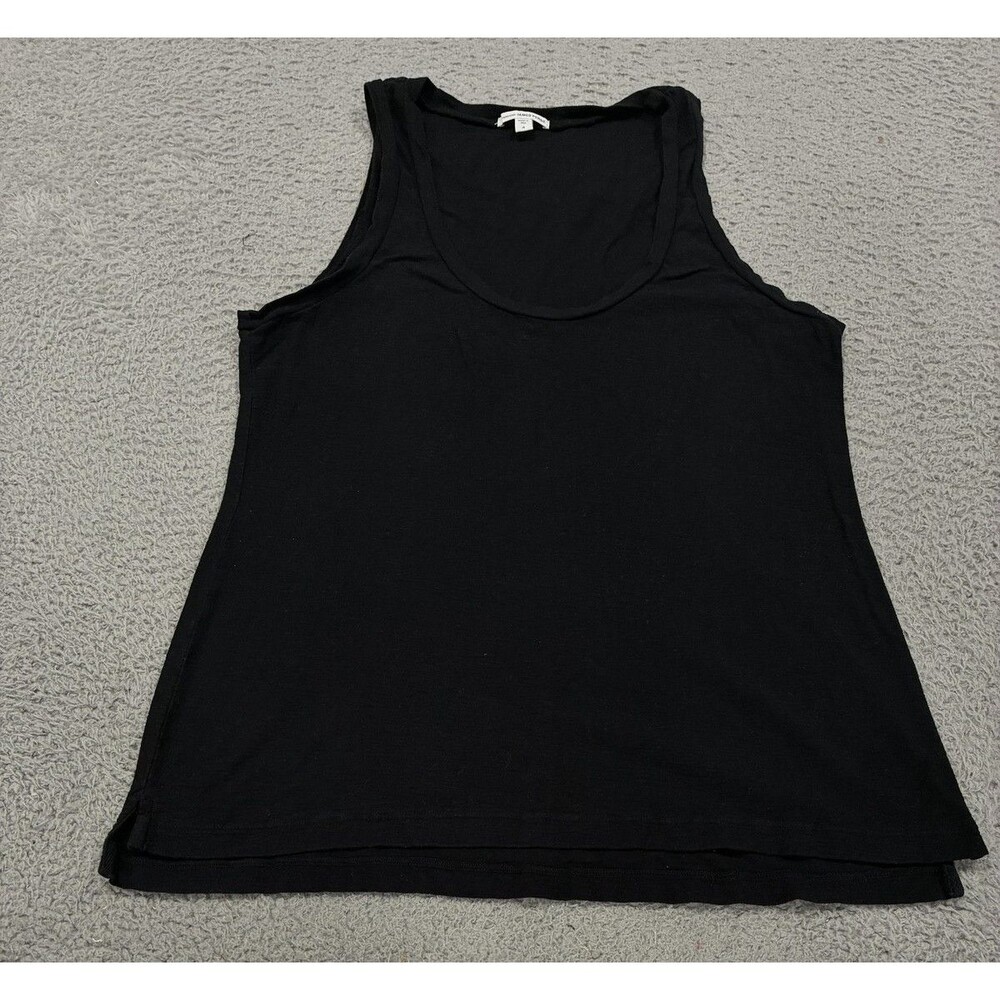 James Perse Tank Top Womens Size 4 Black Jersey Scoop Neck Made USA WAY3506